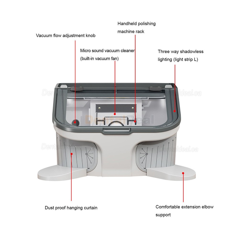 JT-69 Dental Lab Sandblaster Machine Sandblasting Dust-proof Box with LED Light